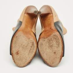 Pre Owned Maison Martin Margiela Black/Beige Leather 5AC Peep Toe Booties Size 36