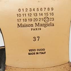 Pre Owned Maison Martin Margiela Black Leather tabi Ankle Strap Flat Sandals Size 37