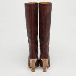 مملوكة مسبقًا Maison Martin Margiela Size 38 Brown Leather Knee Length Boots