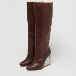 مملوكة مسبقًا Maison Martin Margiela Size 38 Brown Leather Knee Length Boots