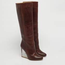 مملوكة مسبقًا Maison Martin Margiela Size 38 Brown Leather Knee Length Boots
