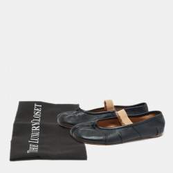 مملوكة مسبقًا Maison Martin Margiela Tabi Size 39.5 Black Leather Mary jane Ballet Flats