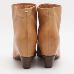 مملوكة مسبقًا Maison Martin Margiela Size 36 Tan Leather Peep Toe Booties