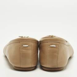 Pre Owned Maison Martin Margiela Tabi Size 36 Beige Leather Ballet Flats