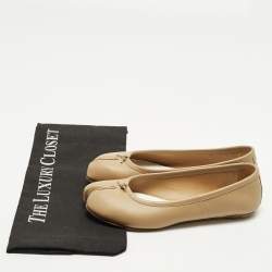 Pre Owned Maison Martin Margiela Tabi Size 36 Beige Leather Ballet Flats