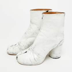 مملوكة مسبقًا حذاء بوت كاحل ميزون مارتن مارجيلا كعب عريض جلد خمري مقاس 39