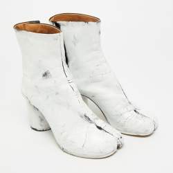 مملوكة مسبقًا حذاء بوت كاحل ميزون مارتن مارجيلا كعب عريض جلد خمري مقاس 39