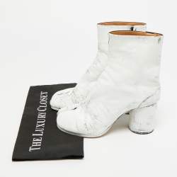 مملوكة مسبقًا حذاء بوت كاحل ميزون مارتن مارجيلا كعب عريض جلد خمري مقاس 39