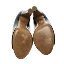 Pre Owned Maison Martin Margiela Black Leather Peep Toe Mules Size 39.5