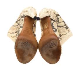 Pre Owned Maison Margiela Beige Faux Python Leather Slouch Peep Toe Ankle Boots Size 35.5