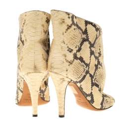 Pre Owned Maison Margiela Beige Faux Python Leather Slouch Peep Toe Ankle Boots Size 35.5