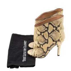 Pre Owned Maison Margiela Beige Faux Python Leather Slouch Peep Toe Ankle Boots Size 35.5