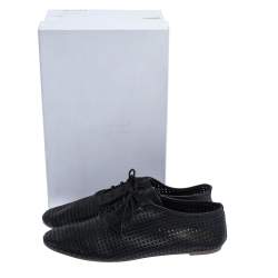 Pre Owned Maison Martin Margiela Perforated Leather Lace Low Top Sneakers Size 37