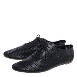 Pre Owned Maison Martin Margiela Perforated Leather Lace Low Top Sneakers Size 37