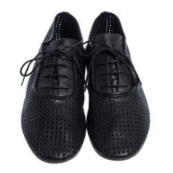 Pre Owned Maison Martin Margiela Perforated Leather Lace Low Top Sneakers Size 37