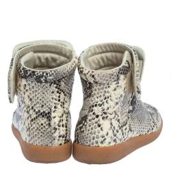 Pre Owned Maison Martin Margiela Grey Python Embossed Leather High Top Sneakers Size 39