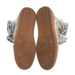 Pre Owned Maison Martin Margiela Grey Python Embossed Leather High Top Sneakers Size 39