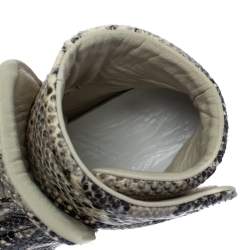 Pre Owned Maison Martin Margiela Grey Python Embossed Leather High Top Sneakers Size 39