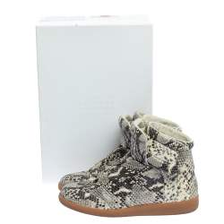 Pre Owned Maison Martin Margiela Grey Python Embossed Leather High Top Sneakers Size 39