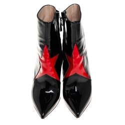 Pre Owned Maison Martin Margiela Black/Red Patent Leather Ankle Boots Size 39