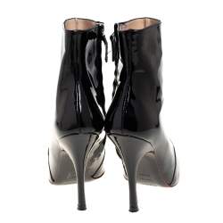 Pre Owned Maison Martin Margiela Black/Red Patent Leather Ankle Boots Size 39