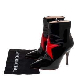Pre Owned Maison Martin Margiela Black/Red Patent Leather Ankle Boots Size 39