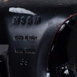 Pre Owned Maison Martin Margiela Black/Red Patent Leather Ankle Boots Size 39