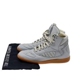 Pre Owned Maison Martin Margiela Grey Leather High Top Sneakers Size 38