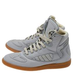 Pre Owned Maison Martin Margiela Grey Leather High Top Sneakers Size 38