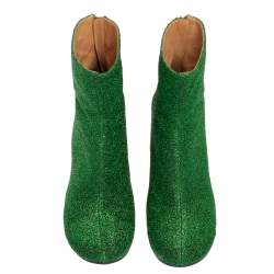 Pre Owned Maison Martin Margiela Green Lurex Fabric Ankle Boots Size 39