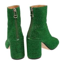 Pre Owned Maison Martin Margiela Green Lurex Fabric Ankle Boots Size 39
