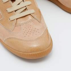 Pre Owned Maison Martin Margiela Nude Pink/Beige Suede And Leather Insert High Top Sneakers Size 38