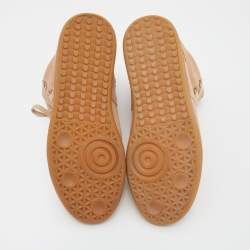 Pre Owned Maison Martin Margiela Nude Pink/Beige Suede And Leather Insert High Top Sneakers Size 38