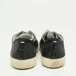 Pre Owned Maison Martin Margiela Black Glitter Tabi Low Top Sneakers Size 37