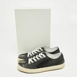 Pre Owned Maison Martin Margiela Black Glitter Tabi Low Top Sneakers Size 37