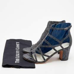 Maison Martin Margiela Grey/Black Python Embossed Leather Strappy Open Toe Booties Size 40