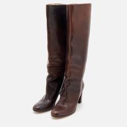 Pre Owned Maison Martin Margiela Brown Leather Knee Length Boots Size 40