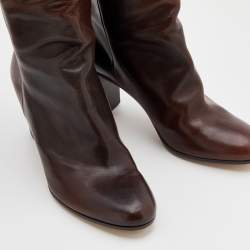 Pre Owned Maison Martin Margiela Brown Leather Knee Length Boots Size 40