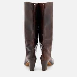 Pre Owned Maison Martin Margiela Brown Leather Knee Length Boots Size 40