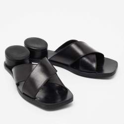 Pre Owned Maison Martin Margiela Black Leather Slide Sandals Size 39
