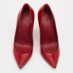 Pre Owned Maison Martin Margiela Red Patent Leather Pointed Toe Cut Out Heel Pumps Size 36