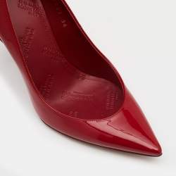 Pre Owned Maison Martin Margiela Red Patent Leather Pointed Toe Cut Out Heel Pumps Size 36