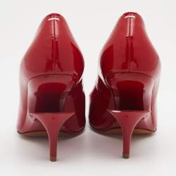Pre Owned Maison Martin Margiela Red Patent Leather Pointed Toe Cut Out Heel Pumps Size 36