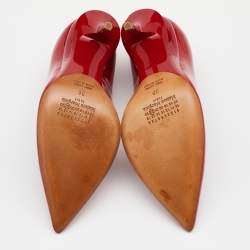 Pre Owned Maison Martin Margiela Red Patent Leather Pointed Toe Cut Out Heel Pumps Size 36