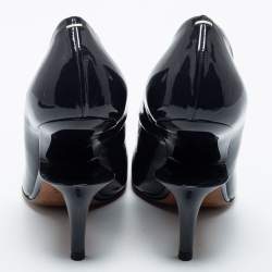 Pre Owned Maison Martin Margiela Dark Blue Patent Leather Cut Out Heel Pumps Size 39