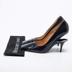 Pre Owned Maison Martin Margiela Dark Blue Patent Leather Cut Out Heel Pumps Size 39