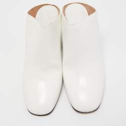 Pre Owned Maison Martin Margiela White Leather Block Heel Mules Size 37