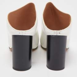 Pre Owned Maison Martin Margiela White Leather Block Heel Mules Size 37