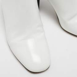 Maison Martin Margiela White Leather Block Heel Mules Size 38.5