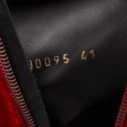 Pre Owned Maison Margiela Red Velvet Block Heel Zip Up Ankle Boots Size 41